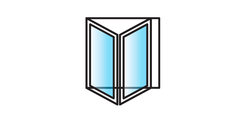 Bi-fold door configuration diagram showing Type 1 opening arrangement