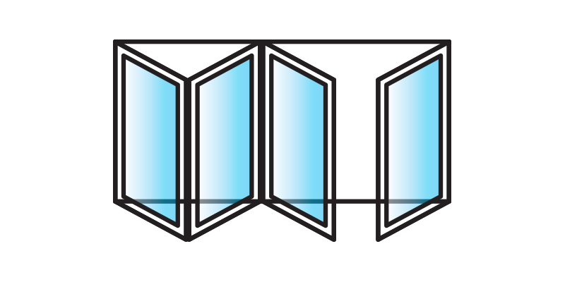Bi-fold door configuration diagram showing Type 5 opening arrangement