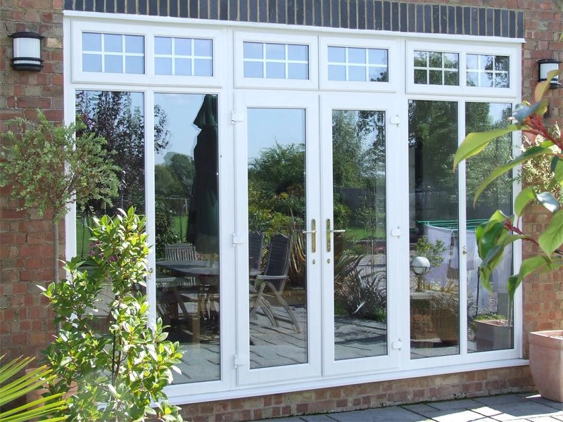 Rear door opening onto a garden seating area