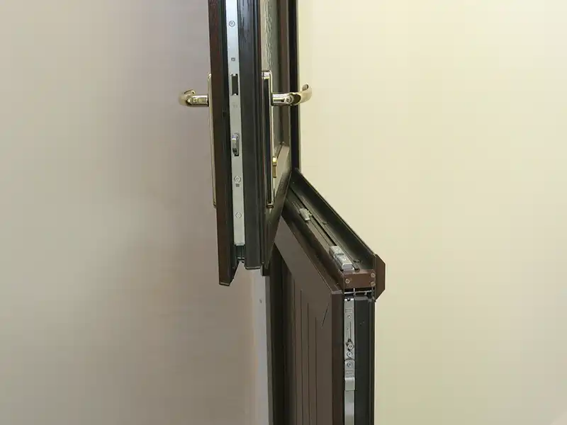 Stable door with secure locking hardware and modern frame construction