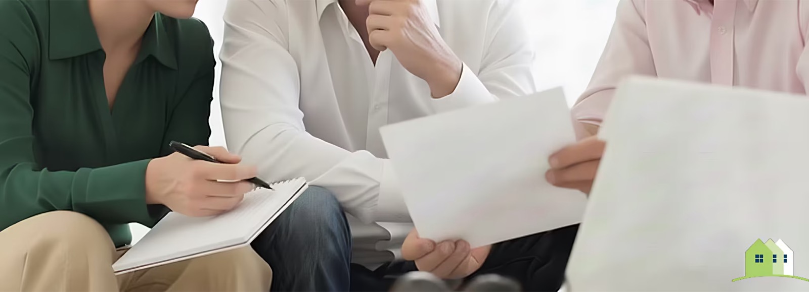 Couple reviewing home improvement plans at a table
