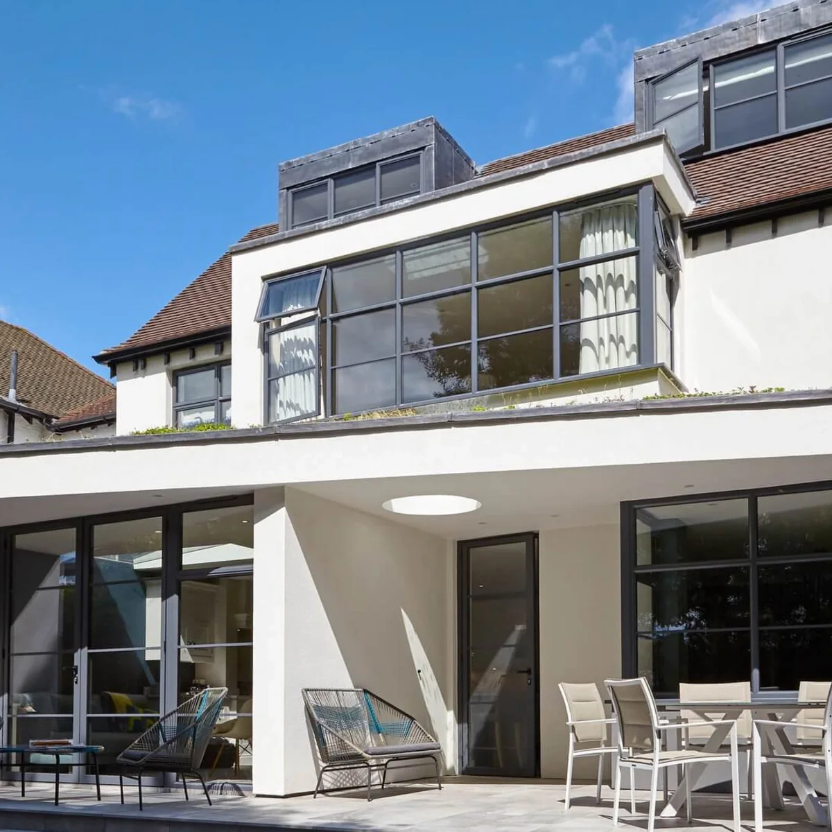 Aluminium framed window in a modern kitchen with natural daylight