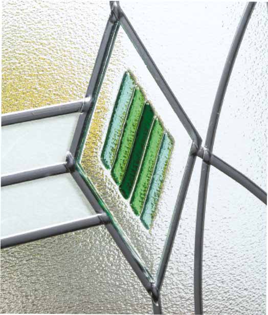 Textured decorative privacy glass detail with leaded patterning