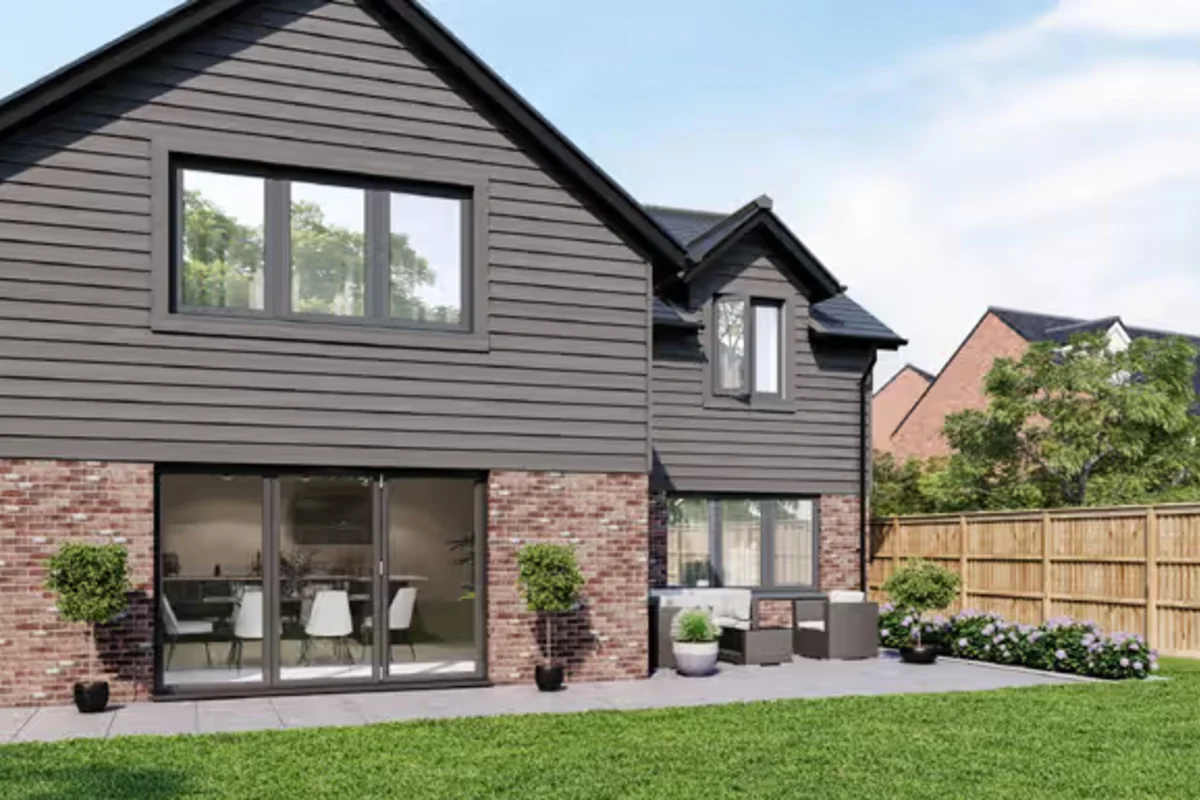 Contemporary framed windows used as design inspiration for colour and finish choices