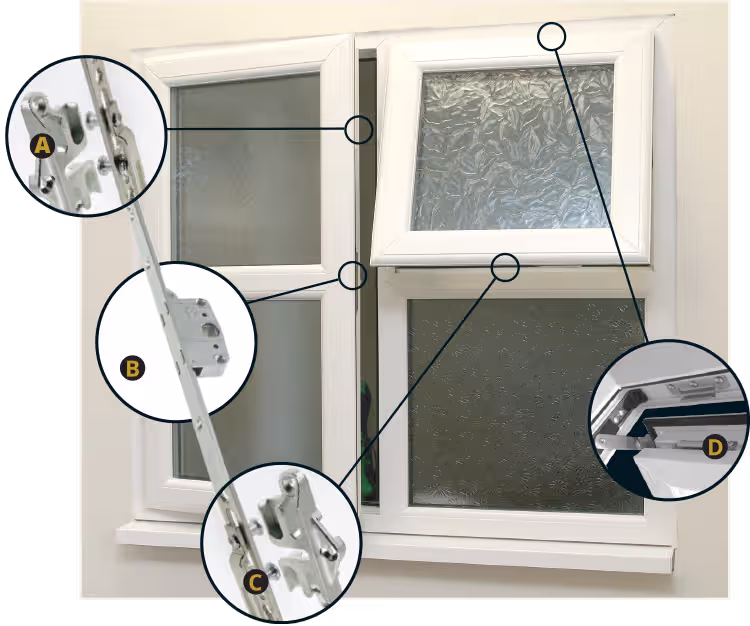 Specification close-up showing frame and locking details during installation planning