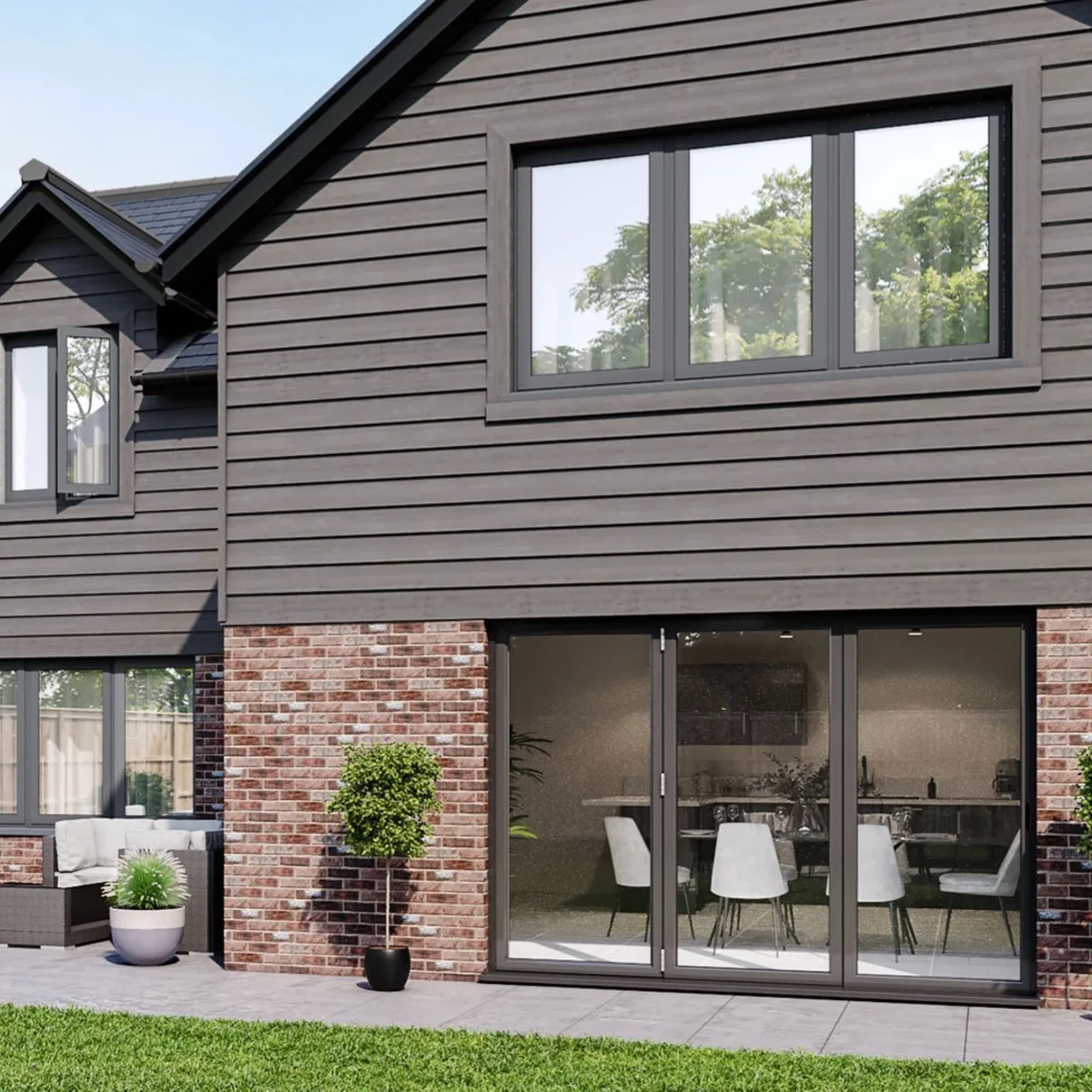 Urban-facing aluminium window installation suitable for traffic-exposed locations