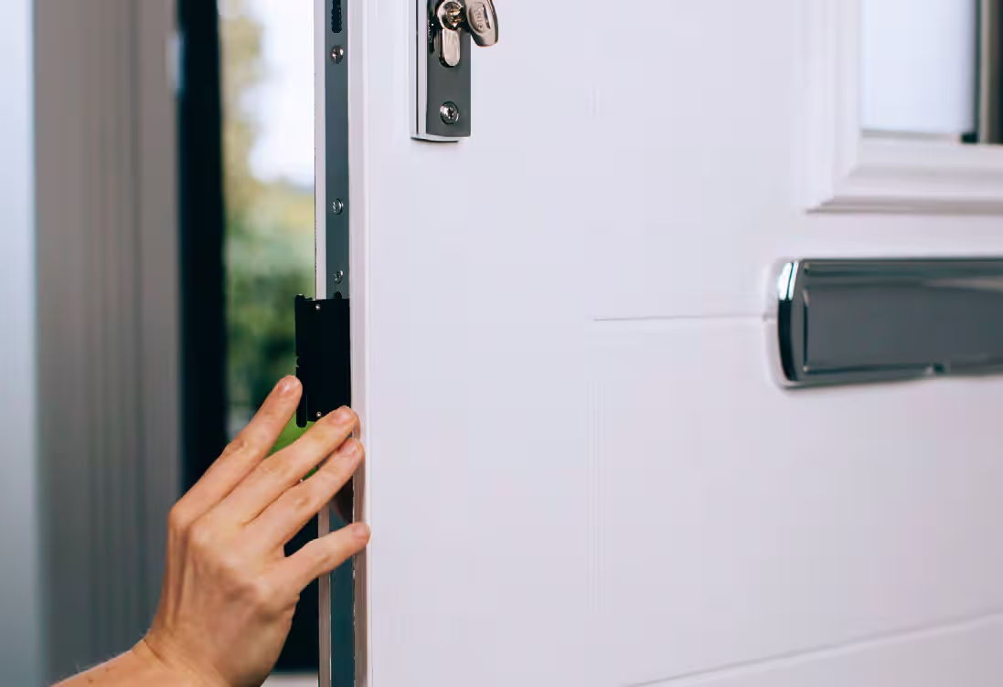 Smart lock sensor and setup components laid out for installation