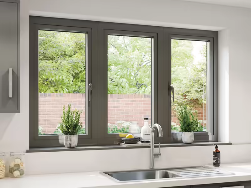 Modern aluminium window installation with secure hardware-ready framing