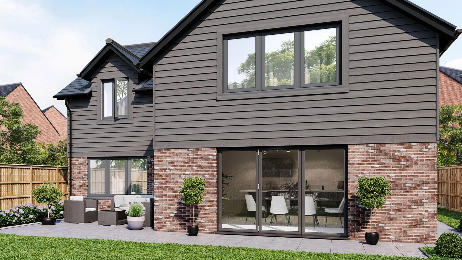 Dual-colour window installation on a modern home exterior