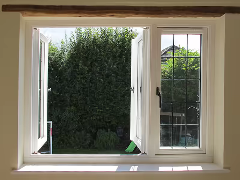 White French opening windows with one sash open